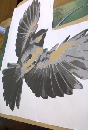 Transformations stencil of a bird