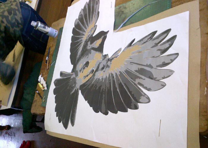 Transformations stencil of a bird