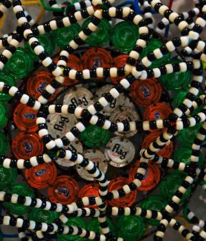 Detail of beads Nick Cave work Dakar