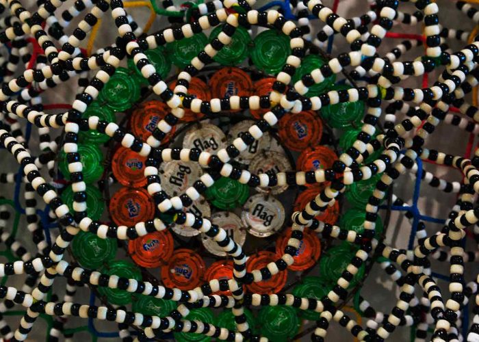 Detail of beads Nick Cave work Dakar