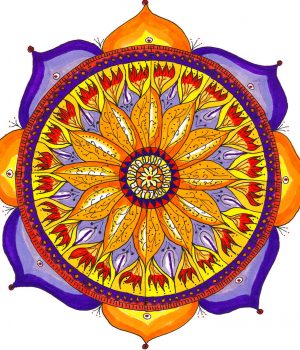 Chris Flisher, 12-Point Lotus, 2004, Watercolor, pen and ink, Courtesy of the artist, Boxborough, Massachusetts