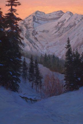 Steven Lee Adams, Winter Evening, Timpanogos, Oil on canvas, Lent by the artist, Alpine, Utah, courtesy of Mary Williams Fine Arts, Boulder, Colorado