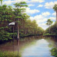 Luis Núñez, Tranquil Waters, Oil on canvas, Overall: 14 x 18in. (35.6 x 45.7cm)  Framed: 20 1/4 x 24 1/4in. (51.4 x 61.6cm), Courtesy of the artist, Homestead, Florida