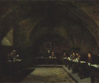 Julius C Rolshoven, The Refectory of San Damiano, Assisi, oil on canvas, Overall: 40 × 50in. (101.6 × 127cm), Courtesy of The Detroit Institute of Arts; Detroit Museum of Art Purchase, Popular Subscription Fund