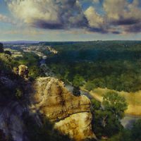Bob Stuth Wade, Distant Road, Acrylic on canvas, Framed:  61 3/4 x 50 x 2 in.  (156.8 x 127.0 x 5.1 cm); Image:  60 x 48 in.  (152.4 x 121.9 cm), Courtesy of Bobbie and John Nau, Houston, Texas