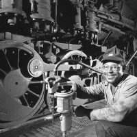 O Winston Link, Engine Supplyman J.O. Haden, Digital print, 26 3/8 x 22 5/8 in.  (67.0 x 57.5 cm), Courtesy of the O. Winston Link Museum, Roanoke, Virginia