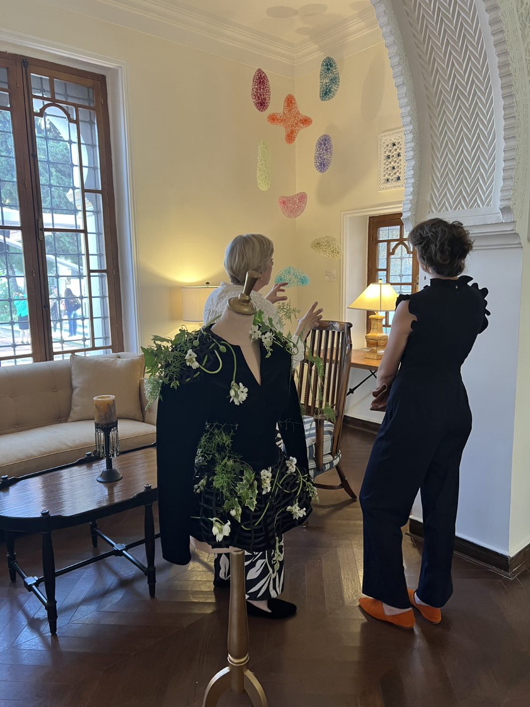 U.S. Ambassador Elizabeth Aubin gave Fayle a tour of the art exhibition in her Residence.
