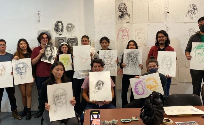 Artist Arely Morales leads a workshop for young students where they learned the foundations of self-portraiture and its potential for self-expression.