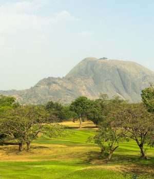 Aso Rock as seen from the IBB golf course in Abuja, Nigeria.