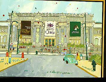 Susan Pear Meisel, The Metropolitan Museum, acrylic, ink on canvas, 18 x 24 in. (45.7 x 61.0 cm), Courtesy of the artist and Louis K. Meisel Gallery, New York