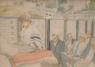 Clarice Smith, Jerusalem: Bar Mitzvah at the Western Wall III, Watercolor on paper, Frame: 17 1/4 × 20 3/4 × 1 3/4in. (43.8 × 52.7 × 4.4cm), Clarice Smith Collection, Courtesy of David Bruce Smith, President, Grateful American Foundation