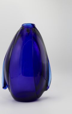 Cobalt Blue Vase with Side Prints