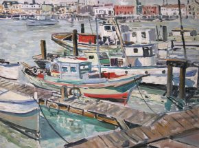 Blue Boats at Dock